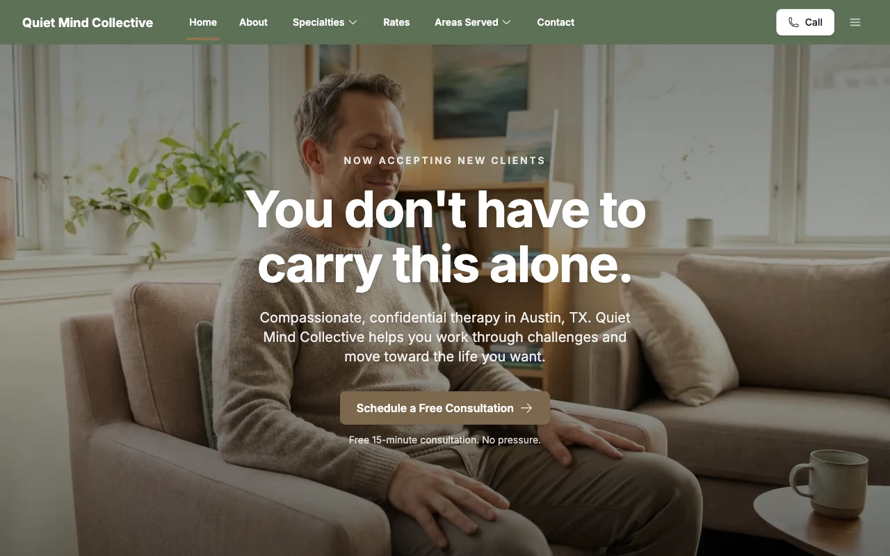Professional website on desktop